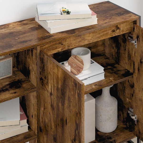 vidaXL Bočn&aacute; skrinka Dymov&aacute; dub 96.5 x 30 x 75 cm Kompozitn&eacute; drevo