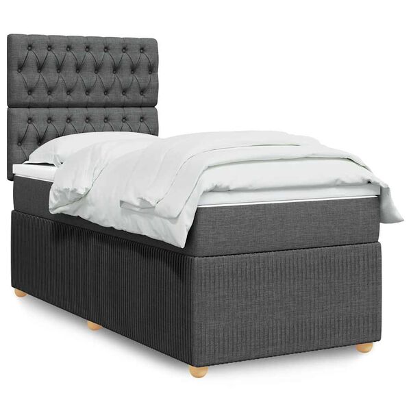 vidaXL Boxspring posteľ s matracom tmavosiv&aacute; 100x200 cm l&aacute;tka