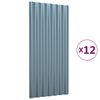 vidaXL Strešné panely 12 ks pozinkovaná oceľ sivá 80x36 cm