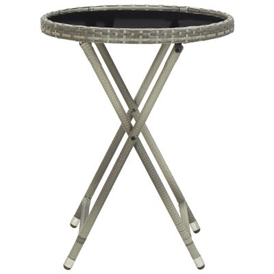vidaXL Čajový stolík, sivý 60 cm, polyratan, tvrdené sklo