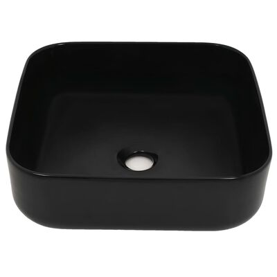 vidaXL Štvorcové keramické umývadlo, čierne, 38x38x13,5 cm