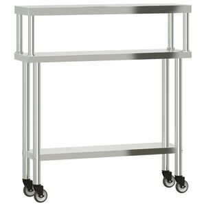 vidaXL Kuchynsk&yacute; pracovn&yacute; st&ocirc;l s policou 110x30x120 cm nehrdzav. oceľ