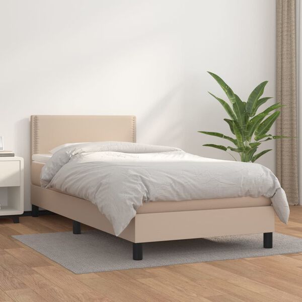 vidaXL Boxspring posteľ s matracom kapuč&iacute;nov&aacute; 80x200 cm umel&aacute; koža