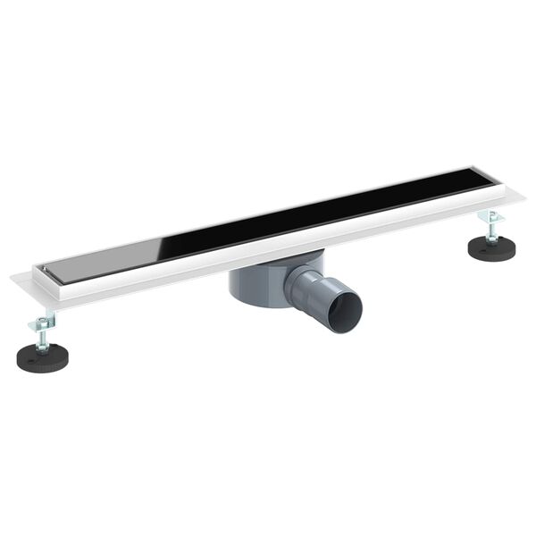 vidaXL Sprchov&yacute; odtok s sklen&yacute;m krytom a 360&deg; sif&oacute;nom Čierna 60 cm