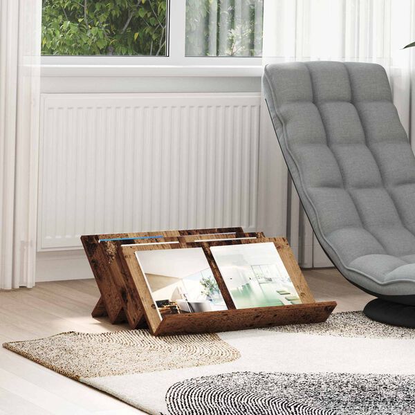 vidaXL Reg&aacute;l na časopisy s poličkou Star&eacute; drevo 65 x 53 x 28,5 cm
