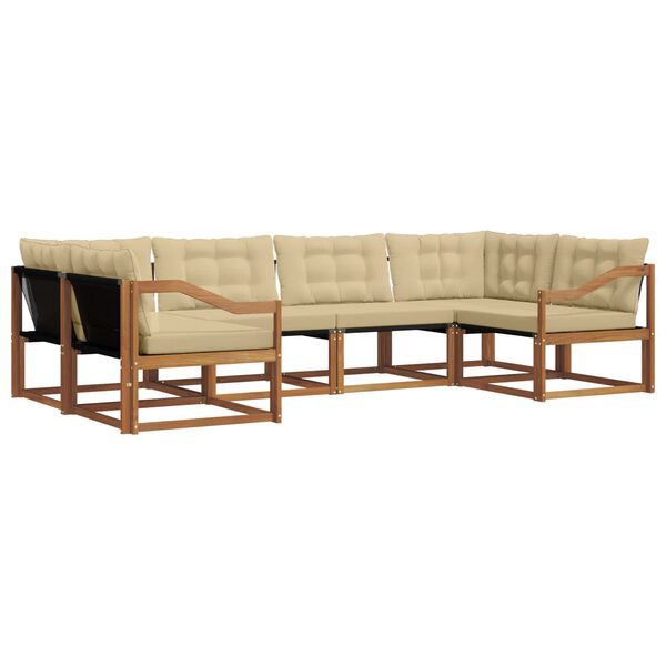 vidaXL Z&aacute;hradn&aacute; s&uacute;prava gaučov s vank&uacute;&scaron;om 6 pcs Pr&iacute;rodn&aacute; a b&eacute;žov&aacute;