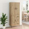 vidaXL Highboard 2 pcs Remeseln&yacute; dub Kon&scaron;trukčn&eacute; drevo a sklo