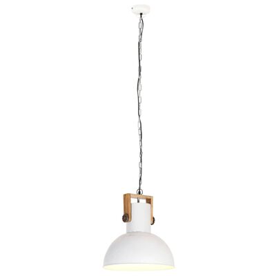vidaXL Industriálna závesná lampa 25 W biela mangovník 42 cm okrúhla E27