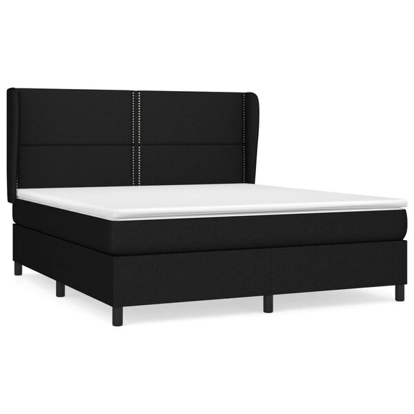 vidaXL Posteľn&yacute; r&aacute;m boxspring s matracom čierny 180x200 cm l&aacute;tka