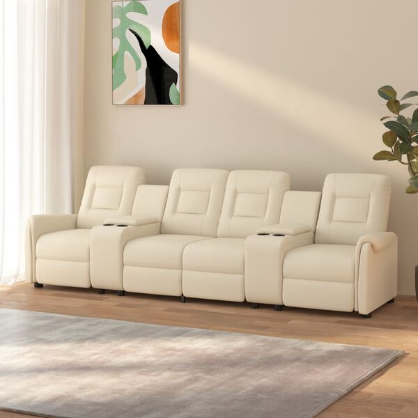 vidaXL 4-miestne sklápacie masážne kreslo+držiaky na poháre, krémové