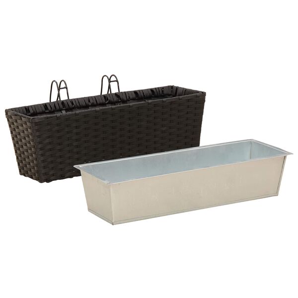 vidaXL Z&aacute;bradlie 2 pcs Čierna 50 x 17 x 17 cm Kov