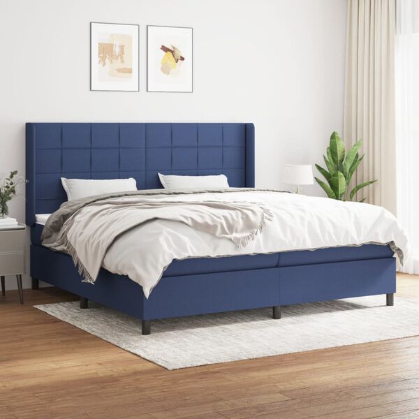 vidaXL Boxspring posteľ s matracom modr&aacute; 200x200 cm l&aacute;tka