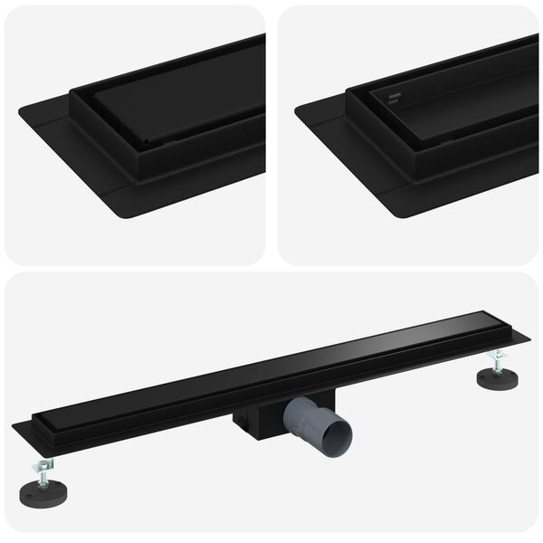 vidaXL 2 v 1 sprchov&yacute; odtok Čierna 70 cm Nerezov&aacute; oceľ 304