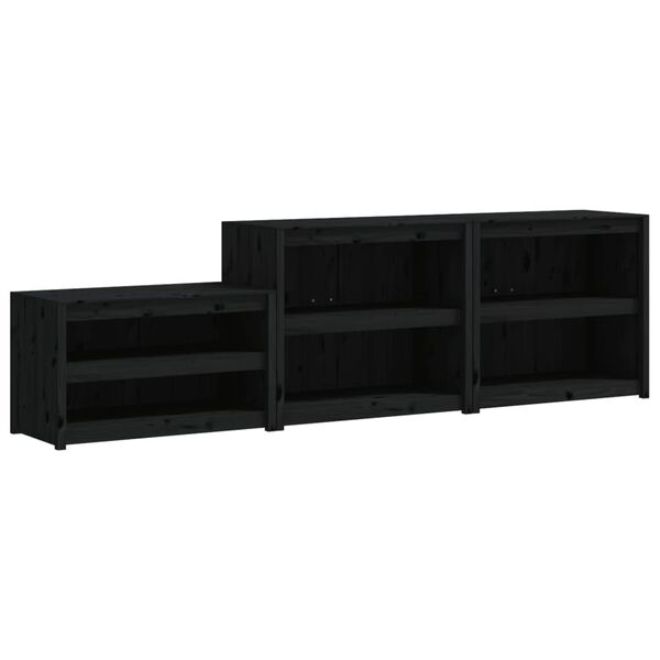 vidaXL Vonkaj&scaron;ie kuchynsk&eacute; skrinky 3 ks čierne mas&iacute;vna borovica