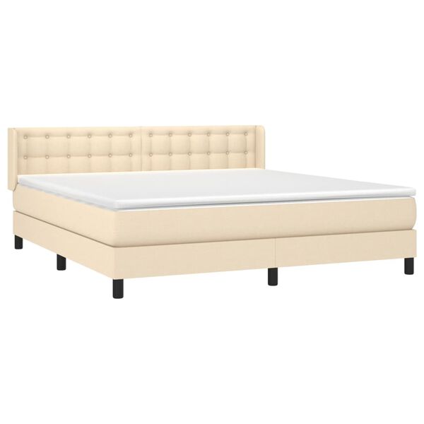 vidaXL Posteľn&yacute; r&aacute;m boxspring s matracom kr&eacute;mov&yacute; 160x200 cm l&aacute;tka