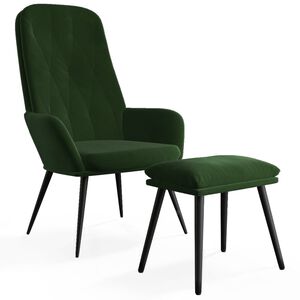 vidaXL Relaxačn&eacute; kreslo s podnožkou tmavozelen&eacute; zamat