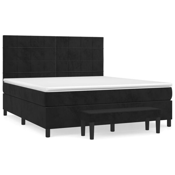 vidaXL Posteľn&yacute; r&aacute;m boxspring s matracom čierny 160x200 cm zamat
