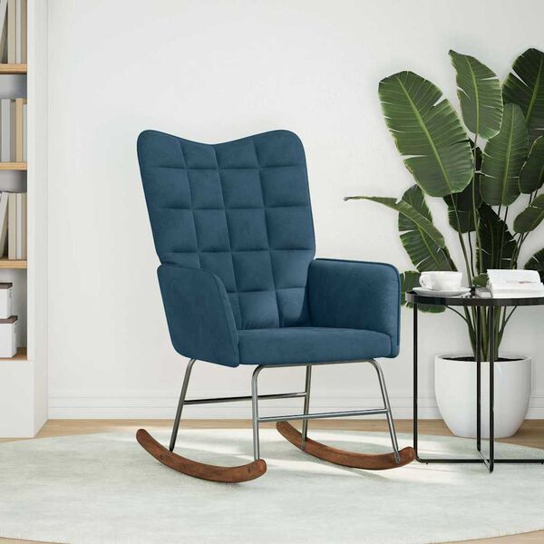 vidaXL Hojdacie kreslo modr&eacute; zamatov&eacute;