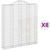vidaXL Obl&uacute;kov&yacute; gabionov&yacute; k&ocirc;&scaron; 8 ks 200x30x220/240cm pozinkovan&eacute; železo