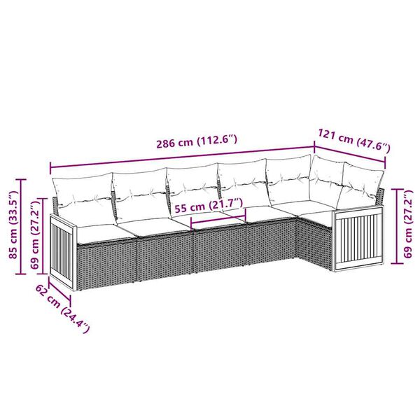 vidaXL 6-dielna z&aacute;hradn&aacute; s&uacute;prava pohoviek s vank&uacute;&scaron;mi čierna polyratan
