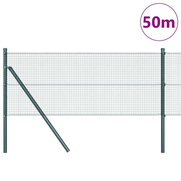 vidaXL Stĺp na plot. Zelen&aacute; 50 x 0,5 m (16 x 16 mm sieť) Ocel a PVC