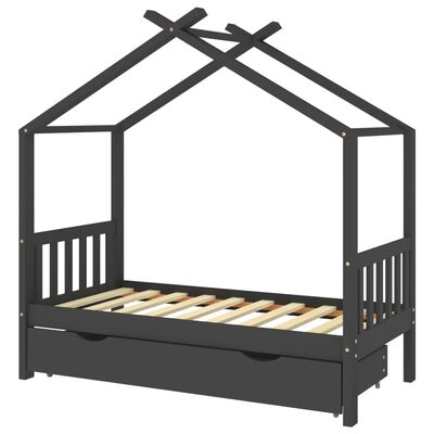 vidaXL Rám detskej postele so zásuvkou tmavosivý borovica 80x160 cm