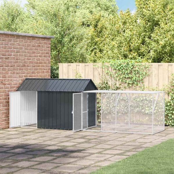 vidaXL Klietka pre vtákov s úložiskom Antracit 416.5 x 103 x 142 cm