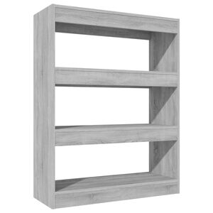 vidaXL Knižnica/rozdeľovač siv&yacute; dub 80x30x103 cm spracovan&eacute; drevo