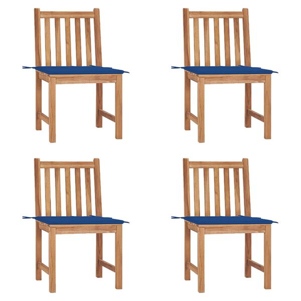 vidaXL Záhradné stoličky 4 ks s podložkami tíkový masív