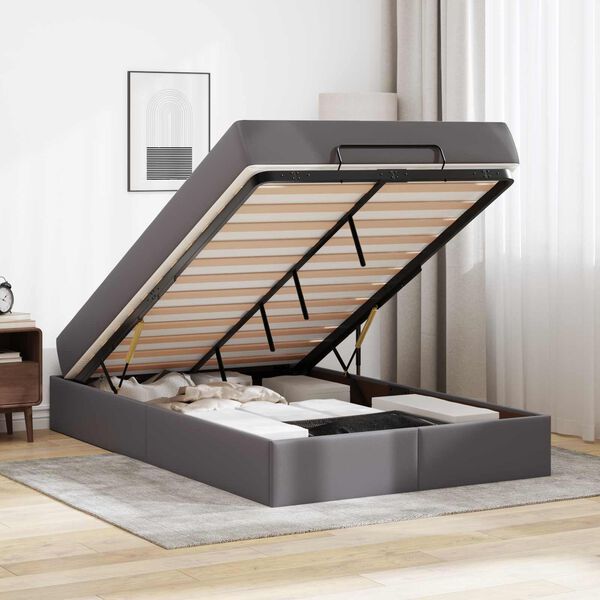 vidaXL R&aacute;m postele s matracom s matracmi 2 pcs Siv&aacute; PVC