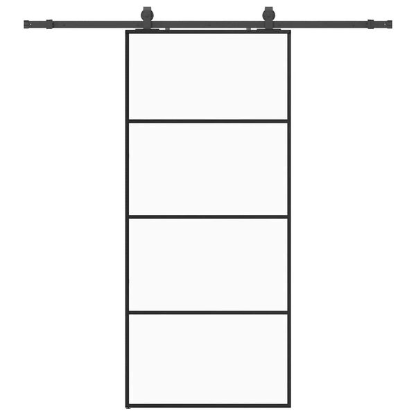 vidaXL Posuvné dvere s kovaním čierne 90x205 cm ESG sklo