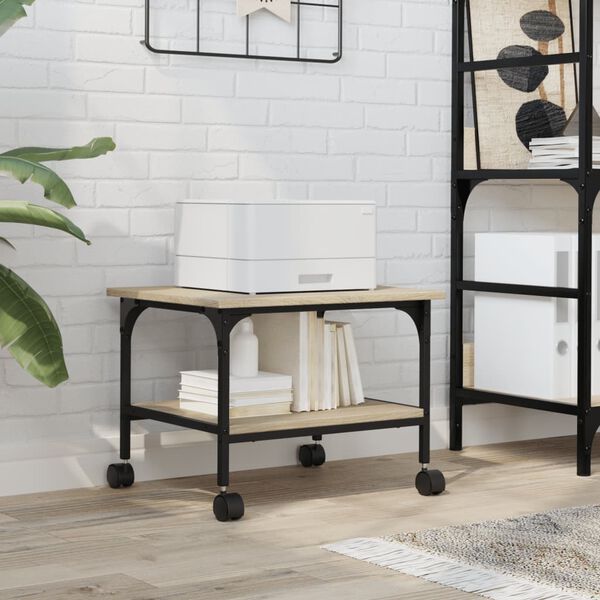 vidaXL Stojan na tlačiareň, 2 police, dub sonoma 50x40x38 cm