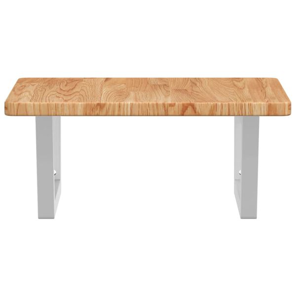 vidaXL Polica pod umývadlo, nástenná, oceľ a dubový masív