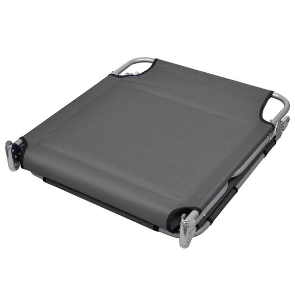 vidaXL Lehátko na opaľovanie s nastaviteľným operadlom a vankúšom, sivé