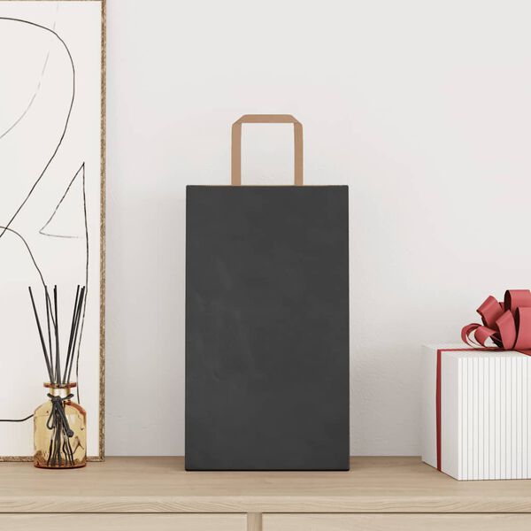 vidaXL Papierov&eacute; ta&scaron;ky 250 ks s r&uacute;čkami, čierna, 21x11x36 cm