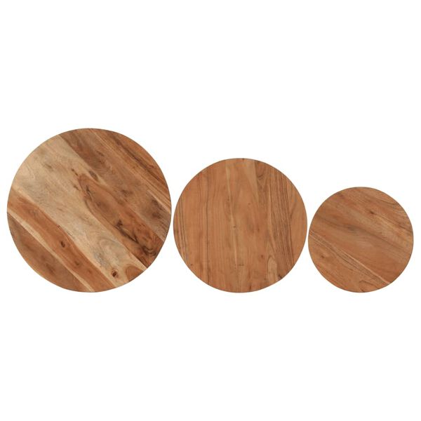 vidaXL Zasúvacie konferenčné stolíky 3 ks akáciový masív a železo