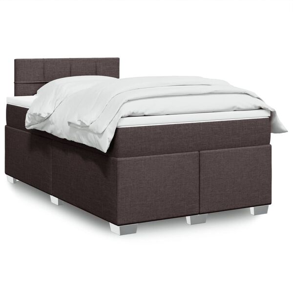 vidaXL Boxspring posteľ s matracom tmavohned&aacute; 120x200 cm l&aacute;tka