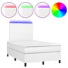 vidaXL Boxspring posteľ s matracom a LED, biela 120x190 cm, umel&aacute; koža