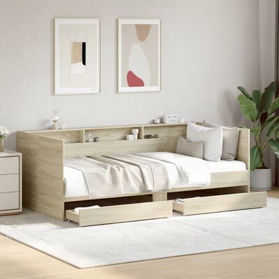 vidaXL Denná posteľ so zásuvkami dub sonoma 75x190 cm kompozitné drevo