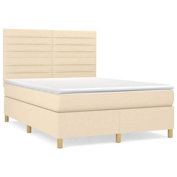 vidaXL Posteľn&yacute; r&aacute;m boxspring s matracom kr&eacute;mov&yacute; 140x200 cm l&aacute;tka