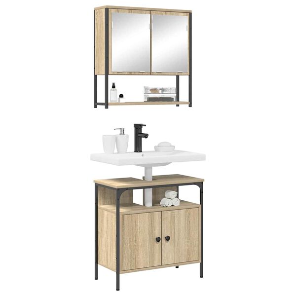 vidaXL Sada k&uacute;peľňov&eacute;ho n&aacute;bytku s poličkou 2 pcs Hned&aacute; 60 x 30 x 60 cm