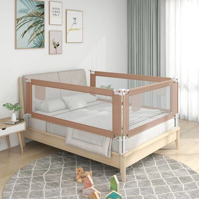 vidaXL Zábrana na detskú posteľ sivohnedá 180x25 cm látka