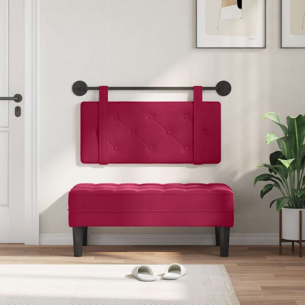 vidaXL Z&aacute;vesn&aacute; Čel&aacute; N&aacute;stenn&yacute; V&iacute;no červen&eacute; 100 x 55 x 5 cm Zamat