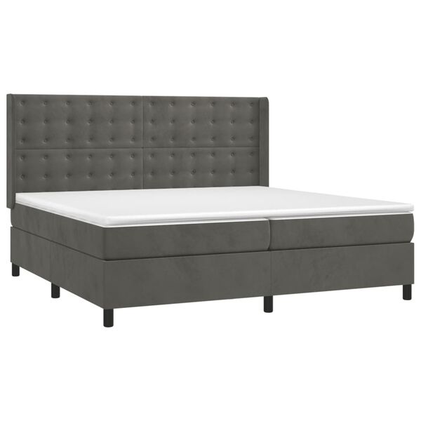 vidaXL Posteľn&yacute; r&aacute;m boxspring s matracom tmavosiv&yacute; 200x200 cm zamat