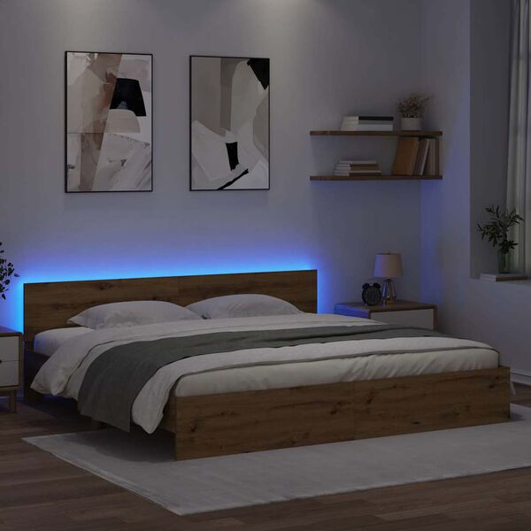 vidaXL R&aacute;m postele Remeseln&yacute; dub 200 x 200 cm Kompozitn&eacute; drevo