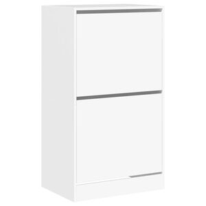 vidaXL Botn&iacute;k s 2 v&yacute;klopn&yacute;mi z&aacute;suvkami biely 60x42x108 cm