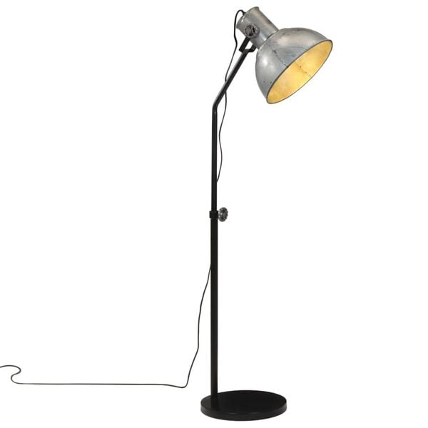 vidaXL Podlahov&aacute; lampa 25 W starožitn&aacute; strieborn&aacute; 30x30x90-150 cm E27