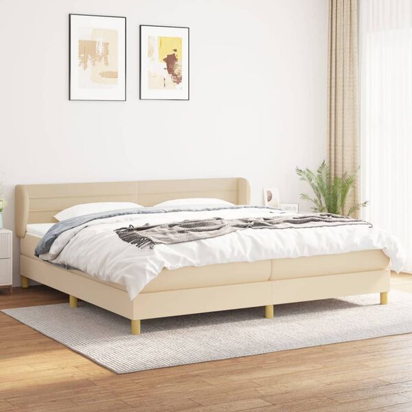 vidaXL Boxspring posteľ s matracom kr&eacute;mov&aacute; 200x200 cm l&aacute;tka