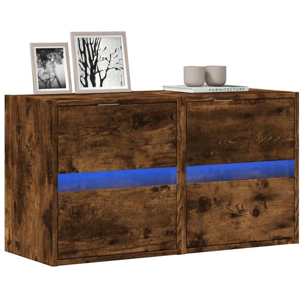 vidaXL TV n&aacute;stenn&eacute; skrinky s LED svetlami 2 ks dymov&yacute; dub 41x31x45 cm