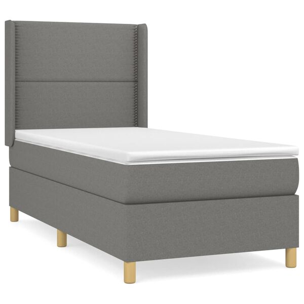 vidaXL Boxspring posteľ s matracom tmavosiv&aacute; 90x200 cm l&aacute;tka